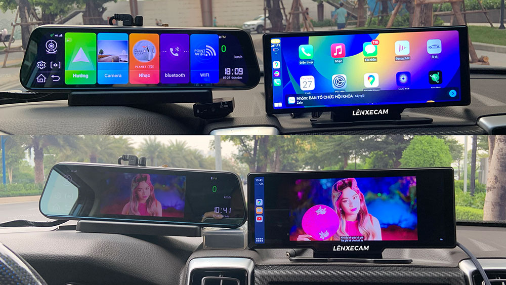 So sánh Camera Lenxecam Carplay với Camera gương Xetabon D10
